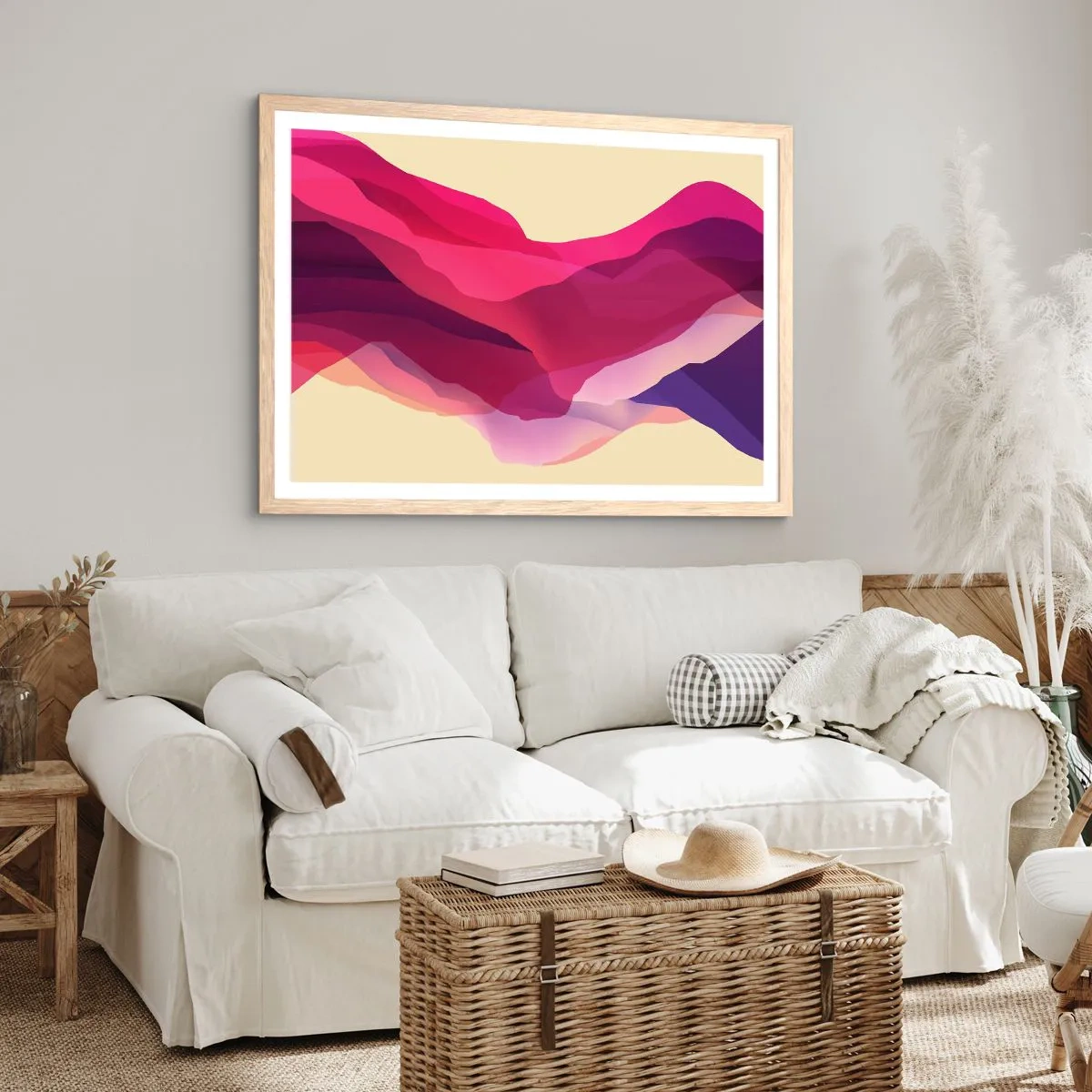 Affisch i ram av ljusek - Purpurfärgade vågor - 91x61 cm