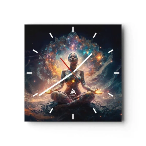 Väggklocka - Klocka på glas - Flöde av god energi - 30x30 cm