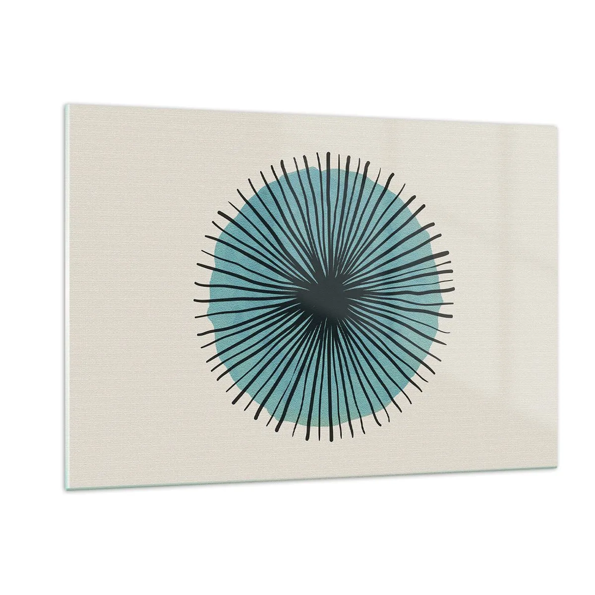 Glastavla - Bild på glas - Radier mot blått - 120x80 cm