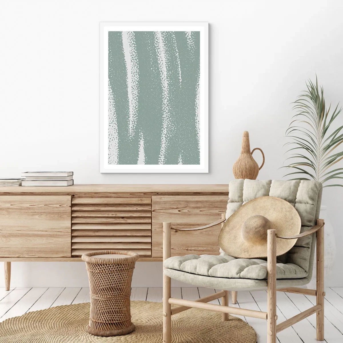 Affisch i vit ram - Abstraktion i vinterstämning - 40x50 cm