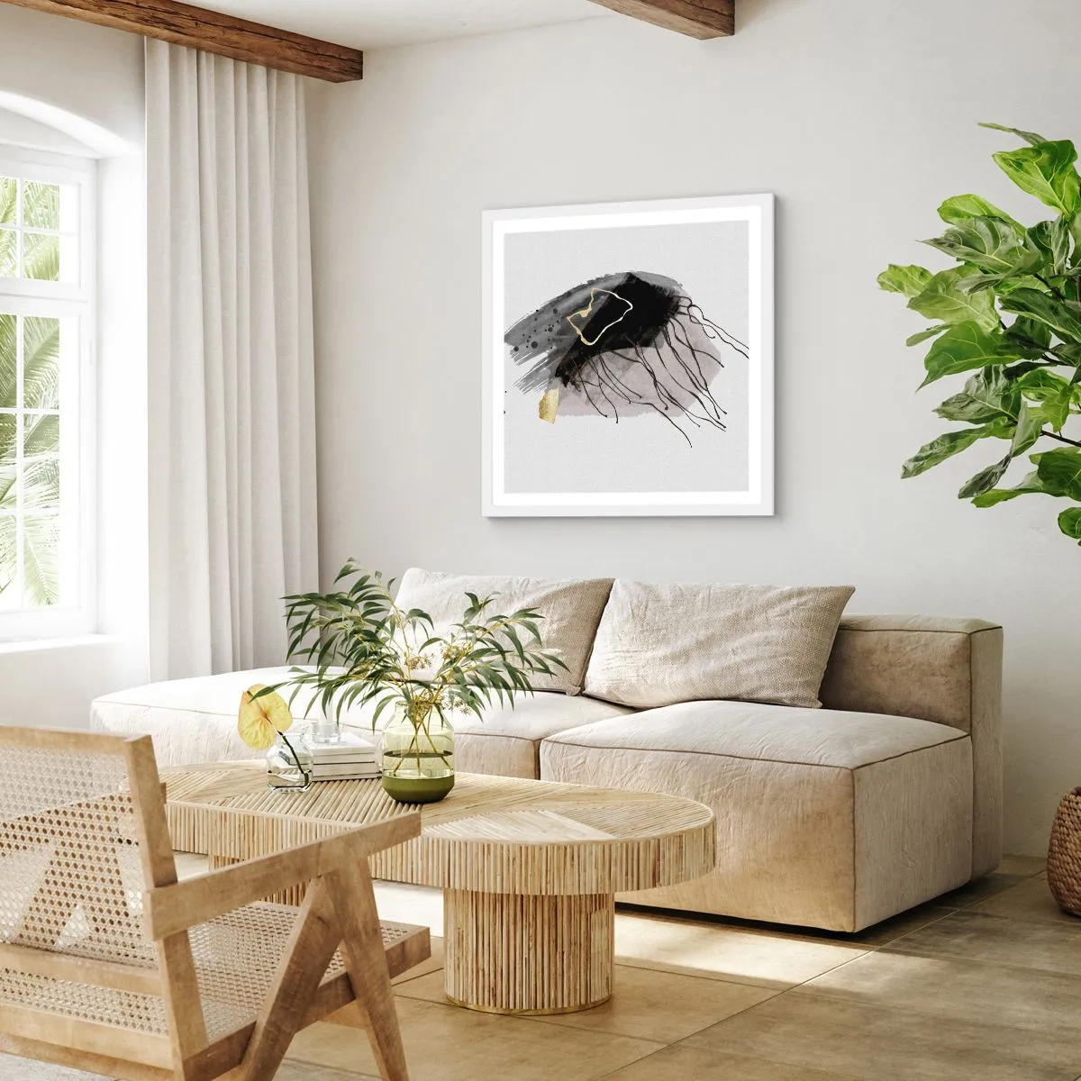 Affisch i vit ram - I svart och guld - 40x40 cm