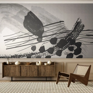 Fototapet Premium Canvas - Svartvit organisk abstraktion - Abstraktion, Modern, Bit - 350x256 cm