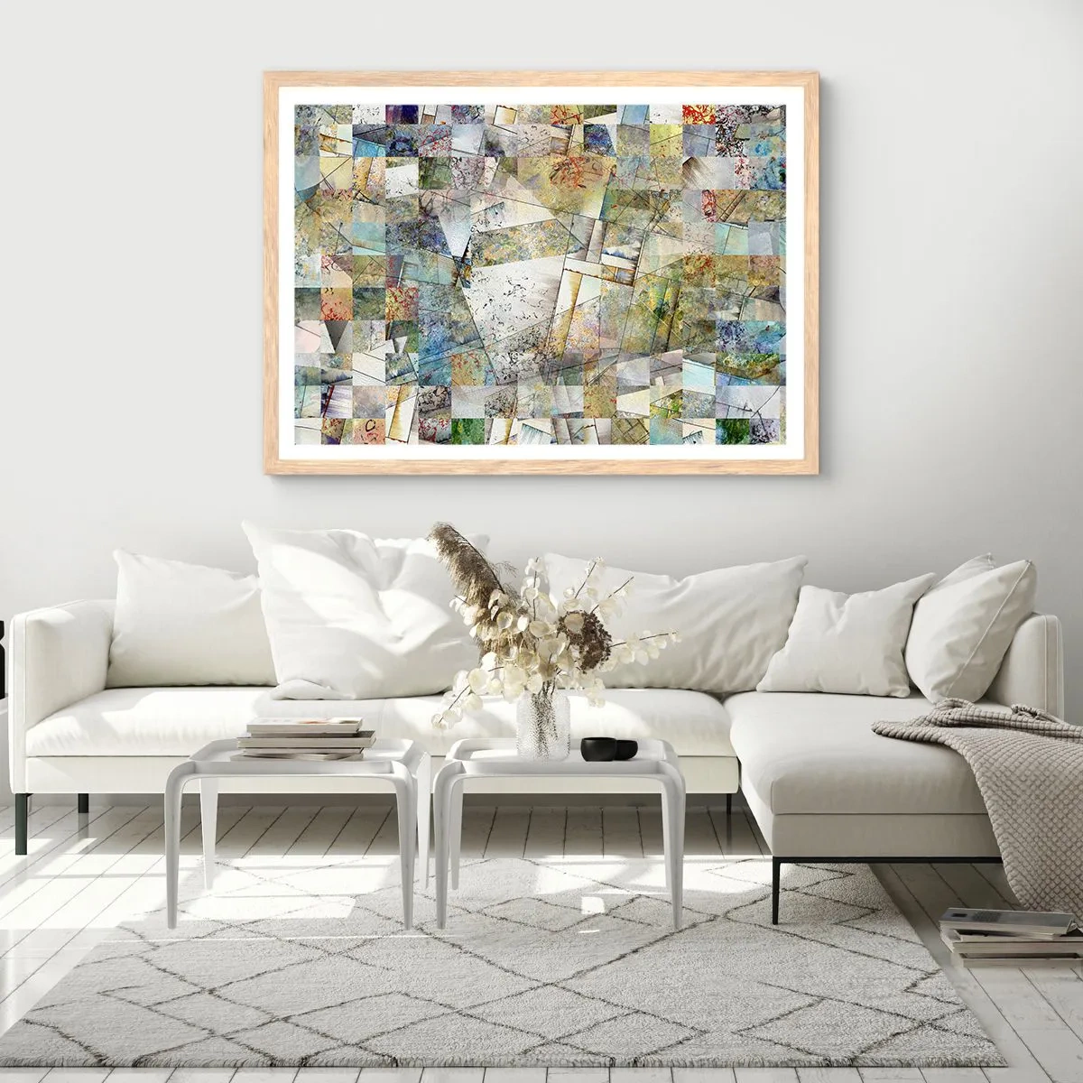 Affisch i ram av ljusek - Geometrisk omblandning - 50x40 cm