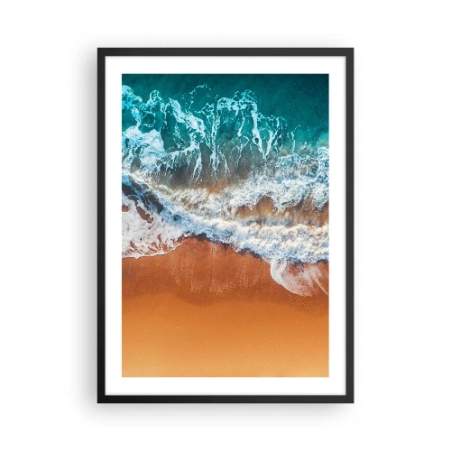 Affisch i svart ram - Flygfoto över havsvågor och strand - 50x70cm - Alltid i par - Modern väggdekoration för vardagsrum och sovrum ARTTOR