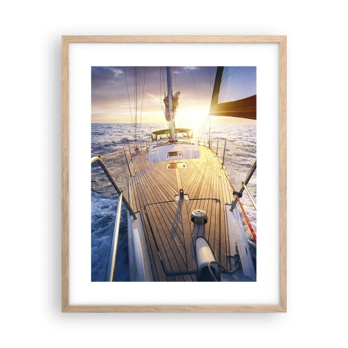 Affisch i ram av ljusek - Springa på vågorna - 40x50 cm