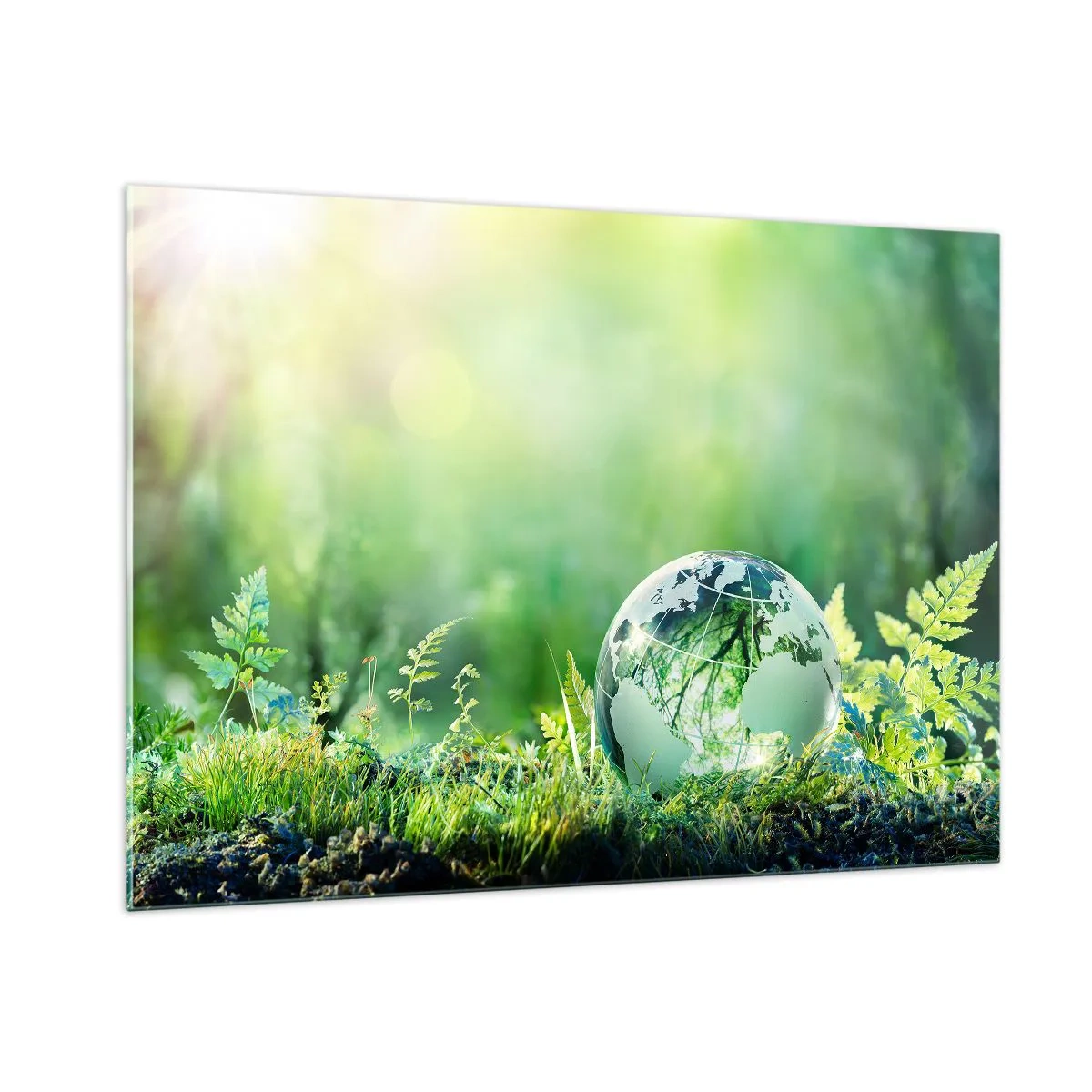 Glastavla - Bild på glas - Grön planet - 100x70 cm