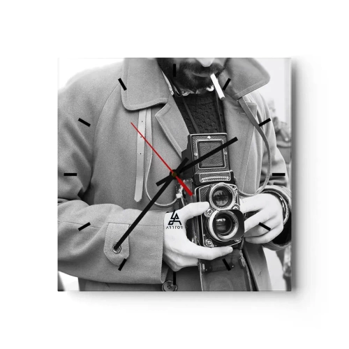 Väggklocka - Klocka på glas - I retrostil - 40x40 cm