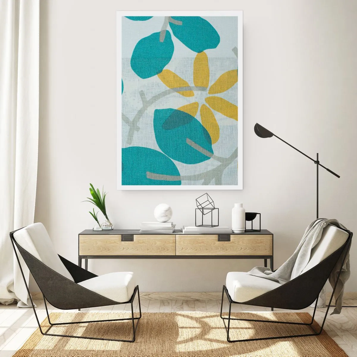 Affisch - Bland azurblå blad - 61x91 cm
