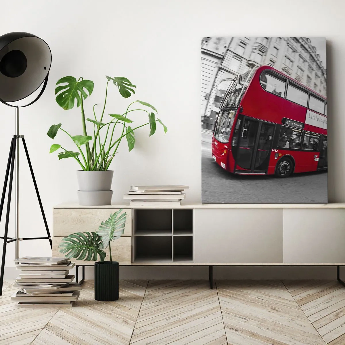 Canvastavla - Bild på duk - Londo traditionellt - by bus - 50x70 cm
