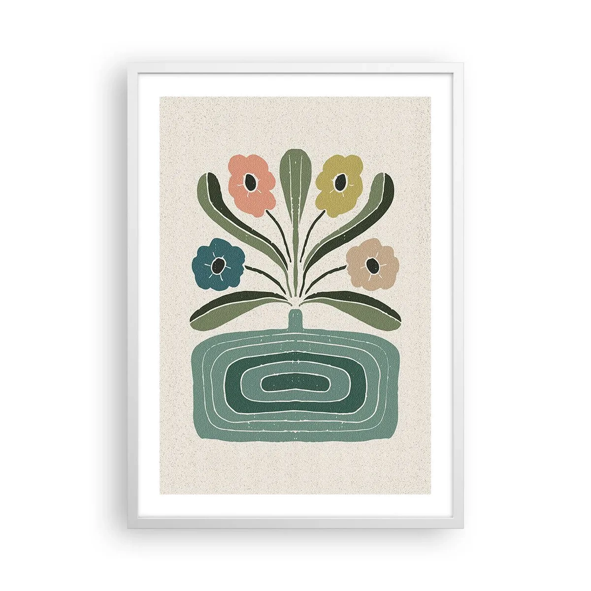 Affisch i vit ram - Symmetrisk bukett - 50x70 cm