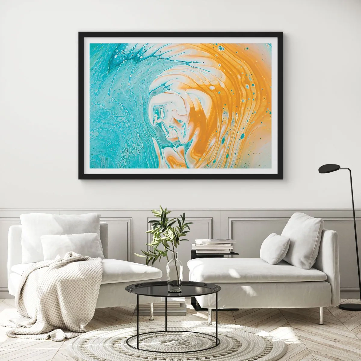 Affisch i svart ram - Pastellfärgad virvel - 40x30 cm