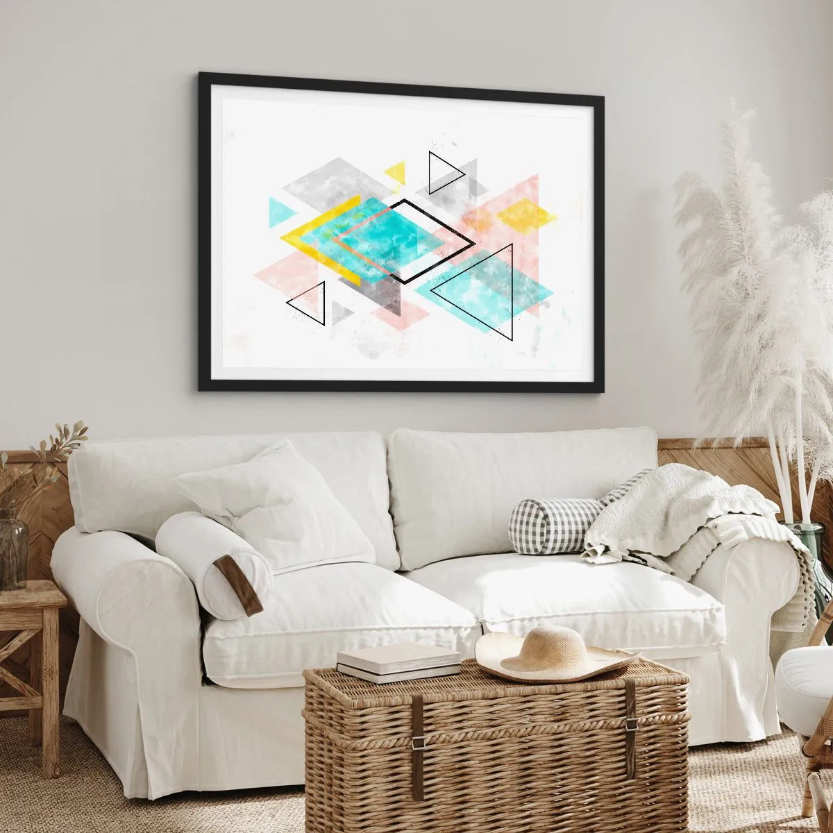 Affisch i svart ram - Geometriskt spel - 100x70 cm