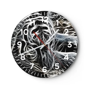 Väggklocka - Klocka på glas - En studie om kattens lätthet - 30x30 cm