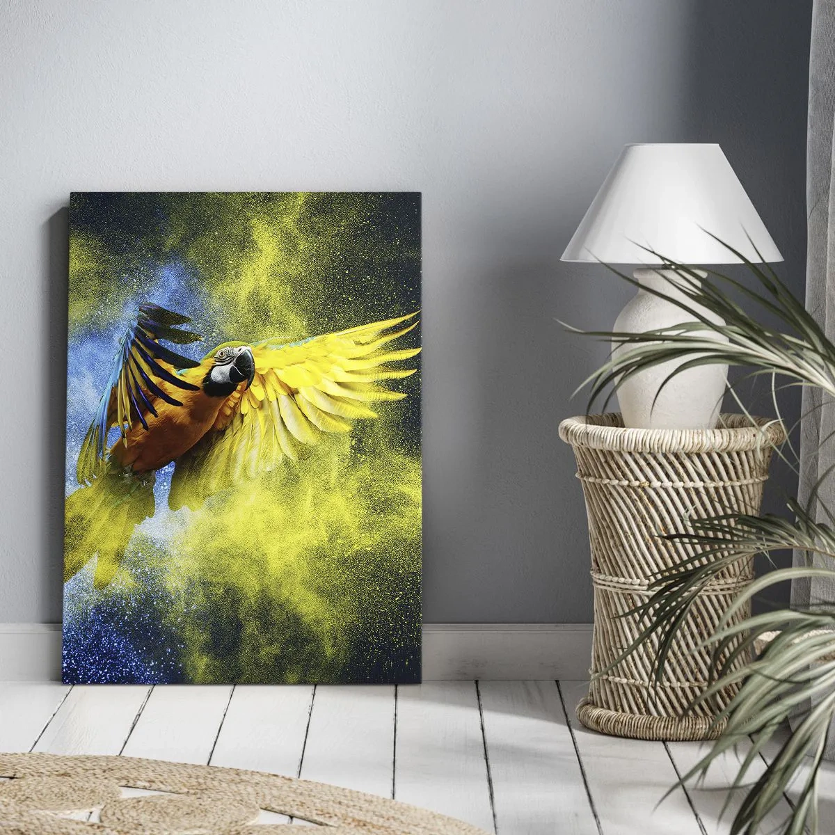 Canvastavla - Bild på duk - I blå-gult damm - 70x100 cm