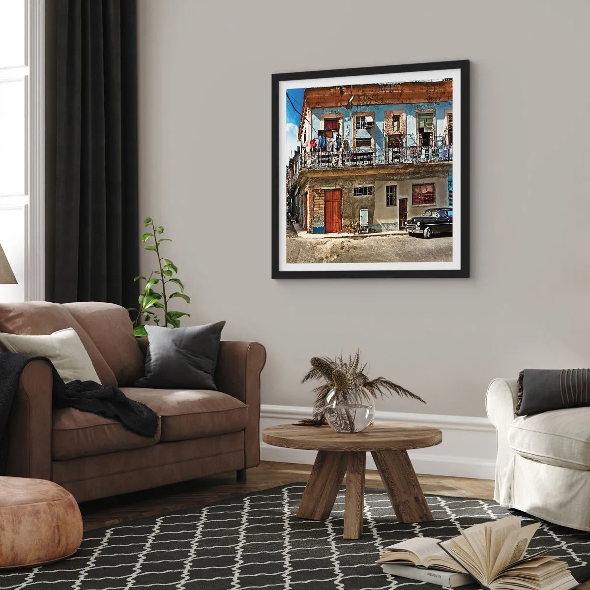 Affisch i svart ram - Havana stämning - 30x30 cm