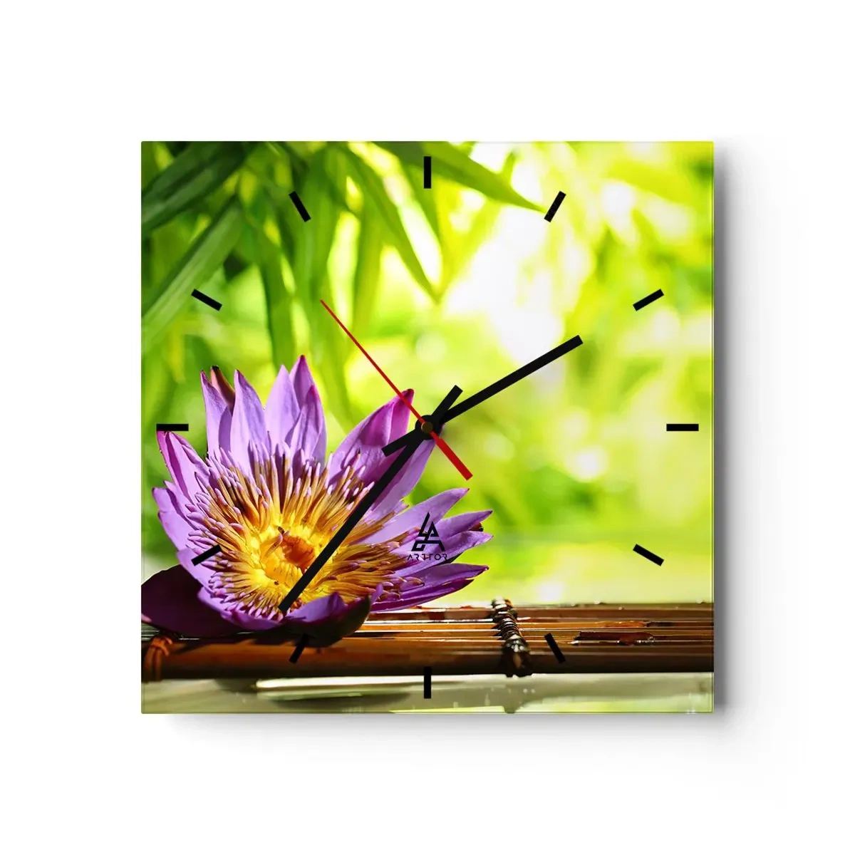 Väggklocka - Klocka på glas - I asiatisk sol - 40x40 cm