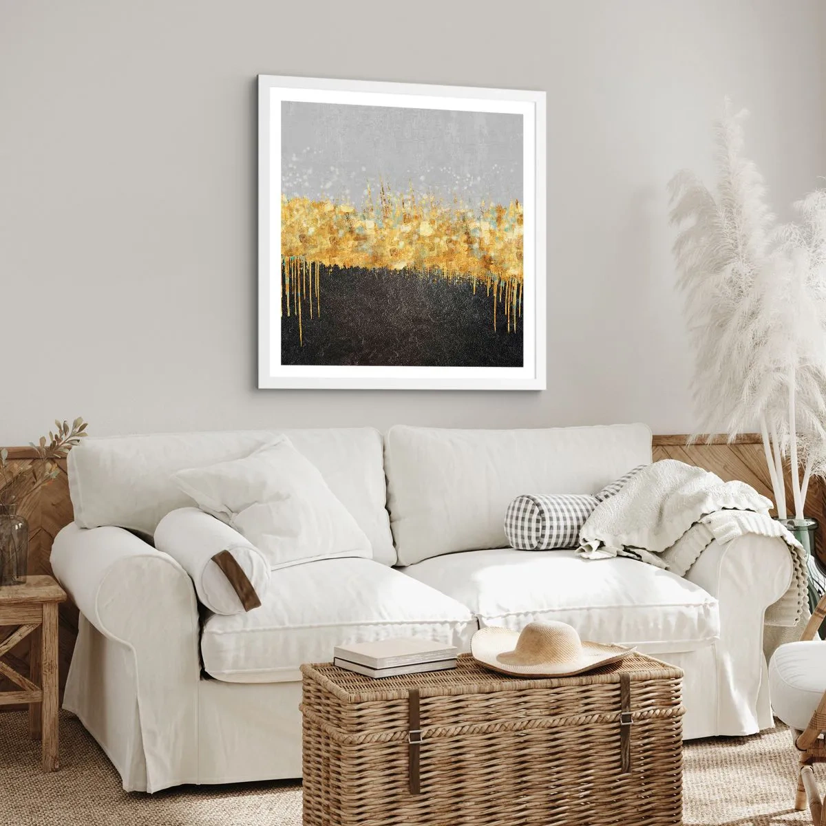 Affisch i vit ram - Inåt och uppåt - 60x60 cm