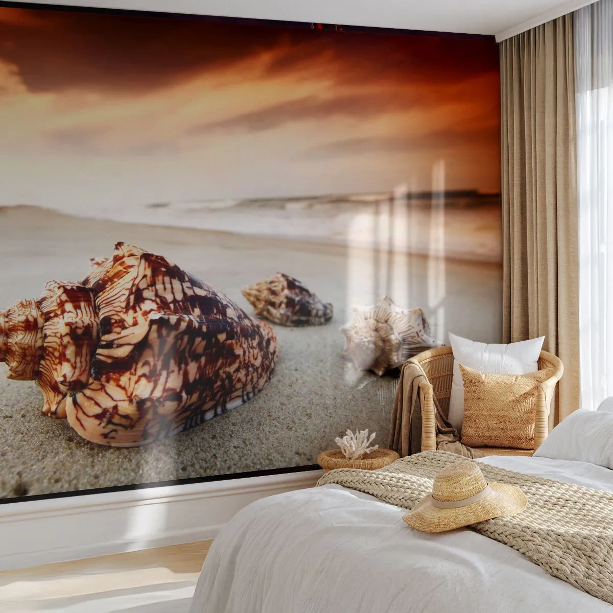 Självhäftande Fototapet Deluxe Sticker - Vågböjare - Landskap, Hav, Snäckskal - 250x175 cm
