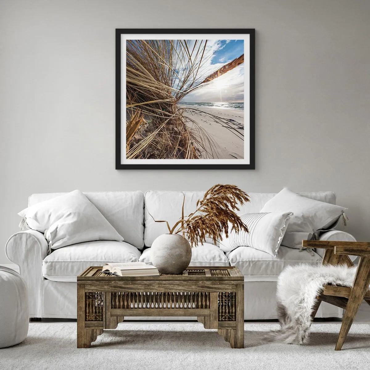 Affisch i svart ram - Elementens möte - 40x40 cm