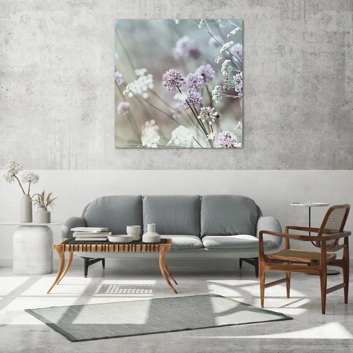 Glastavla - Bild på glas - Söta örtfiligraner - 50x50 cm
