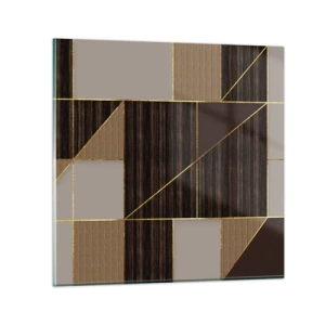 Glastavla - Bild på glas - Mosaik av brun och guld - 30x30 cm