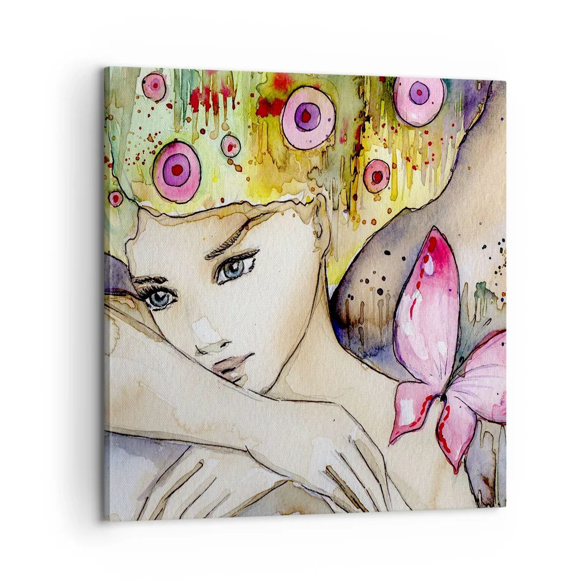 Canvastavla - Bild på duk - fjärilprincessa - 60x60 cm