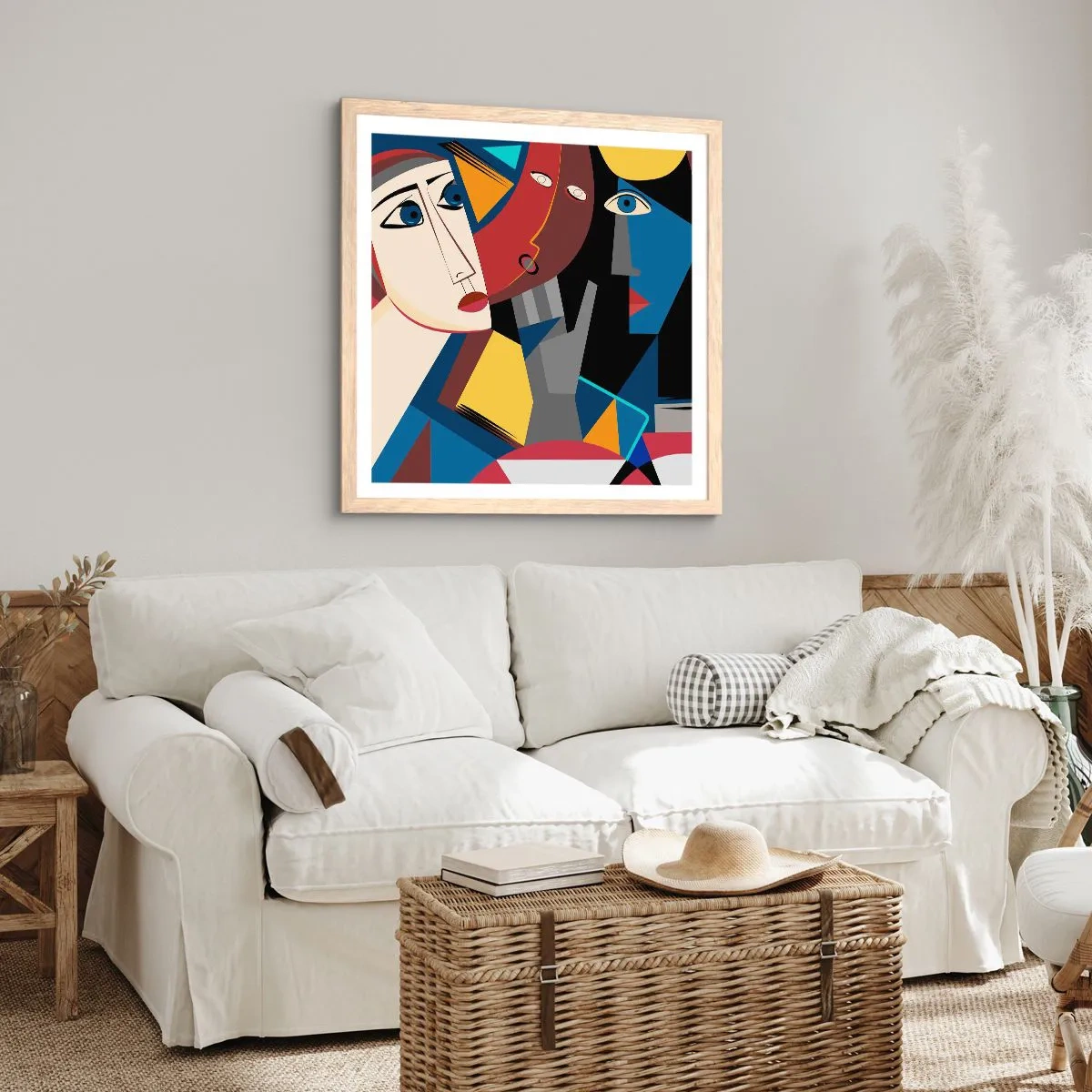 Affisch i ram av ljusek - Kubistiskt samtal - 40x40 cm