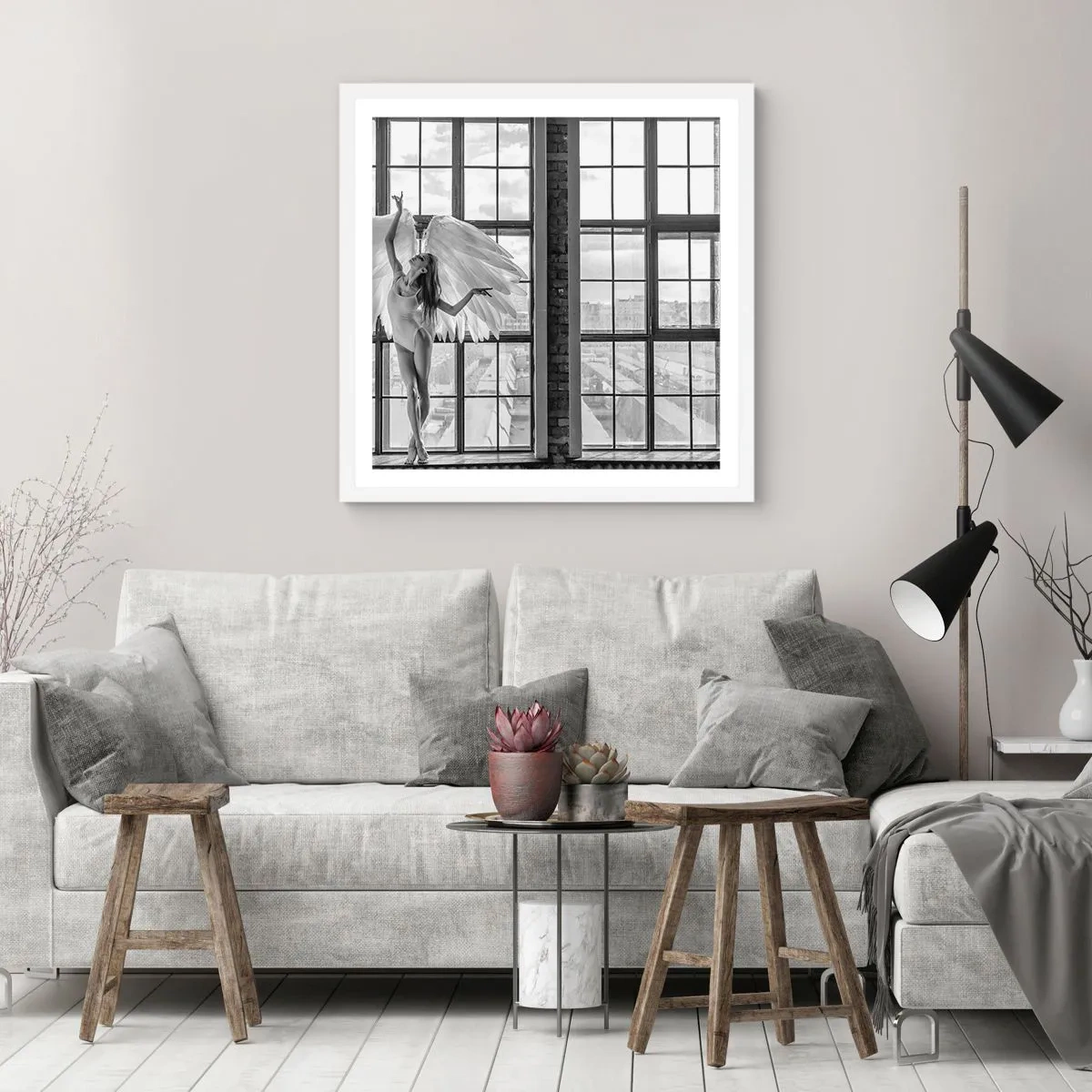 Affisch i vit ram - Änglarnas stad? - 60x60 cm