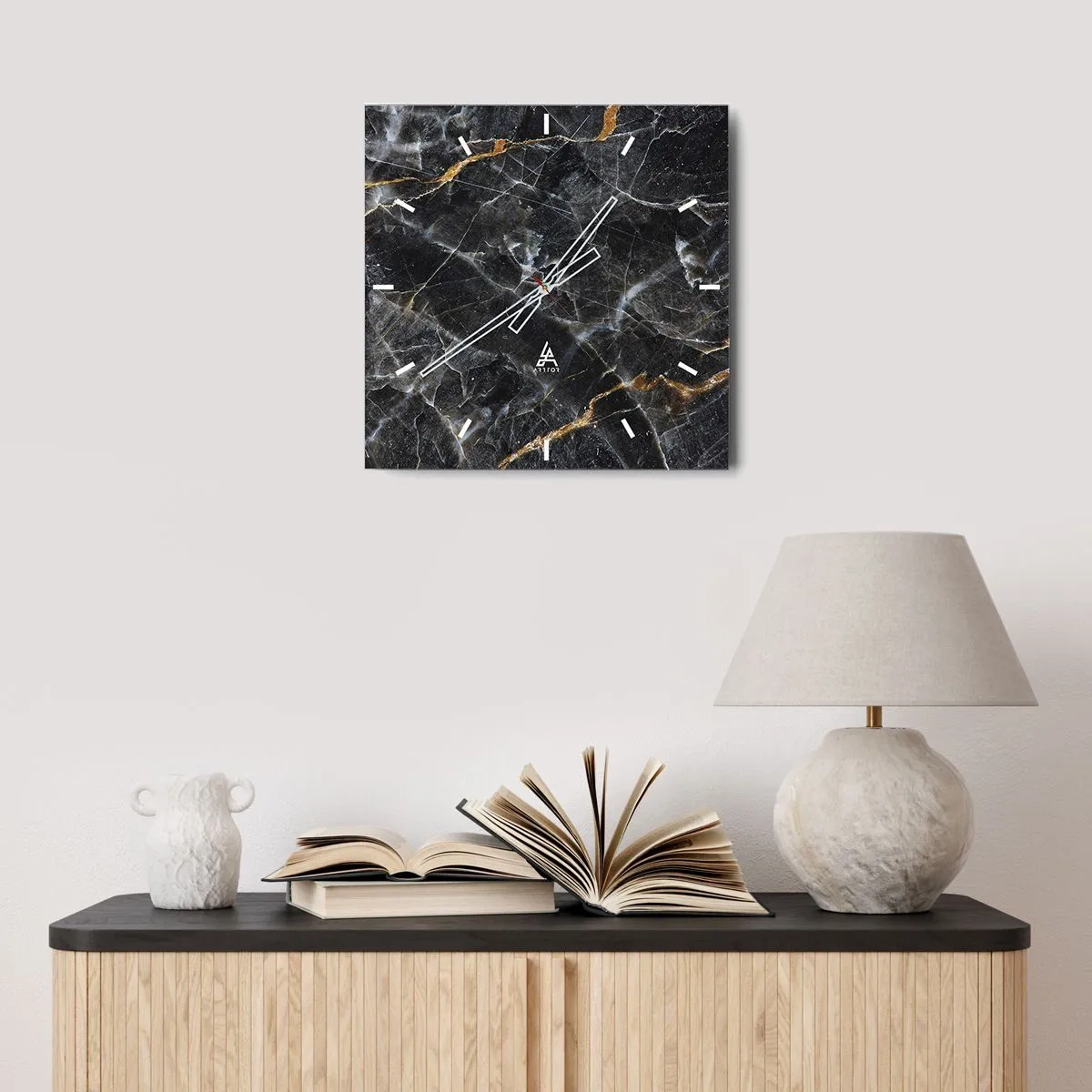 Väggklocka - Klocka på glas - Stenens interna liv - 30x30 cm