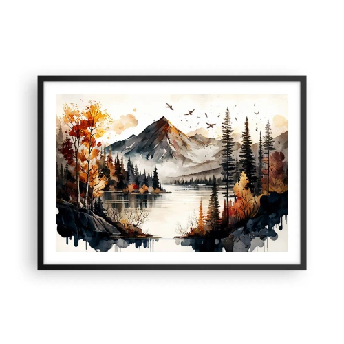 Affisch i svart ram - Gyllene höst i fjällen - 70x50 cm