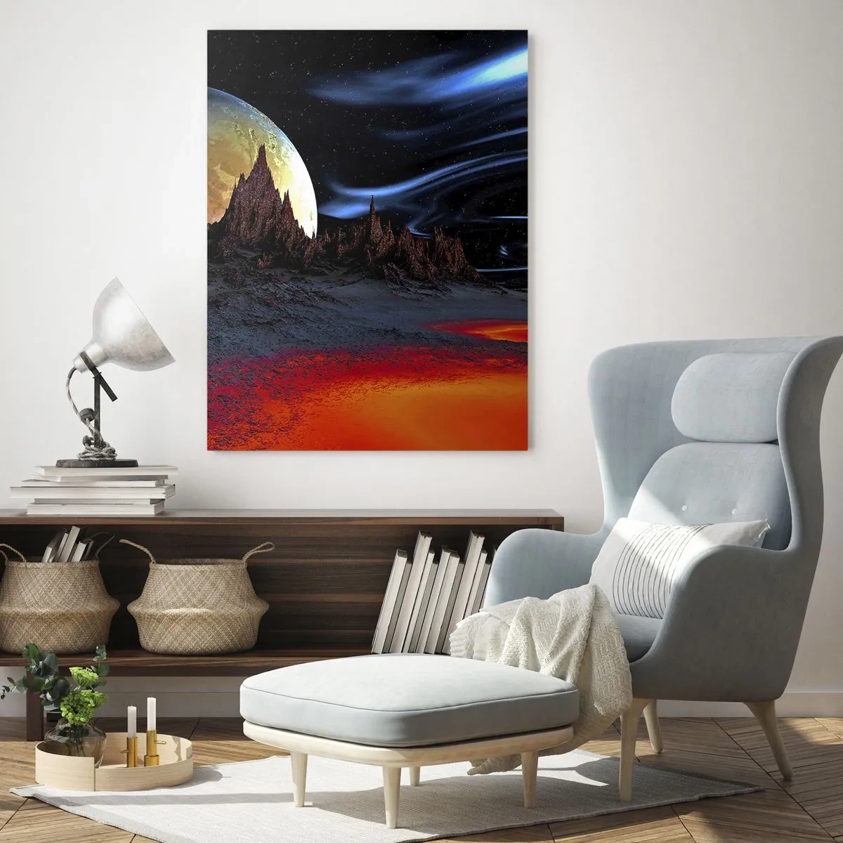 Glastavla - Bild på glas - Okänd värld - 50x70 cm