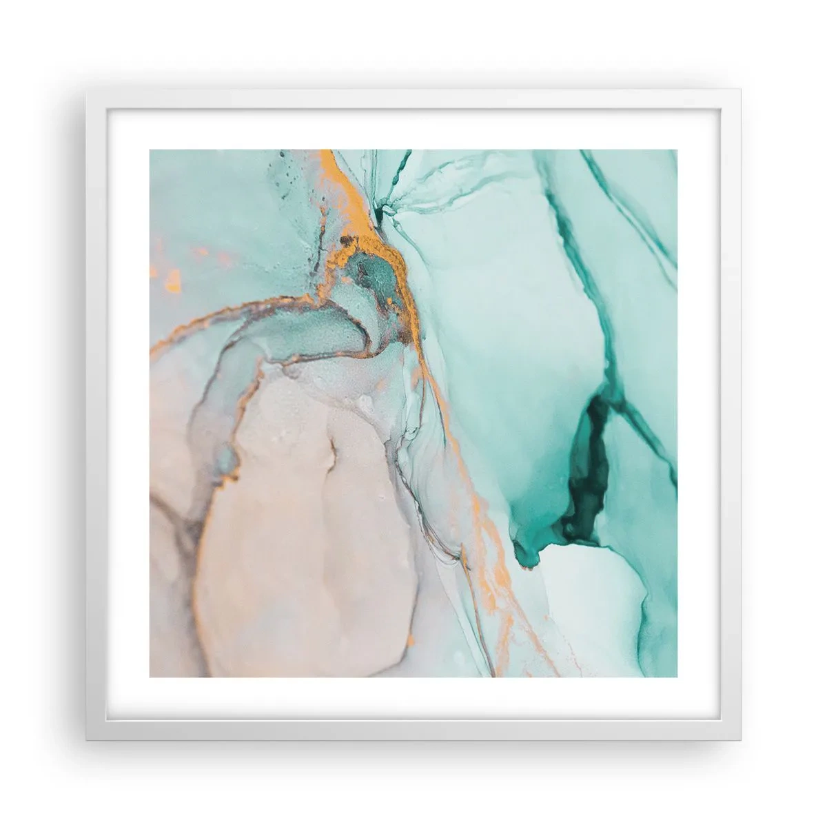 Affisch i vit ram - Formernas och färgernas dans - 50x50 cm