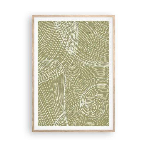 Affisch i ram av ljusek - Intrikat abstraktion i vitt - 70x100 cm