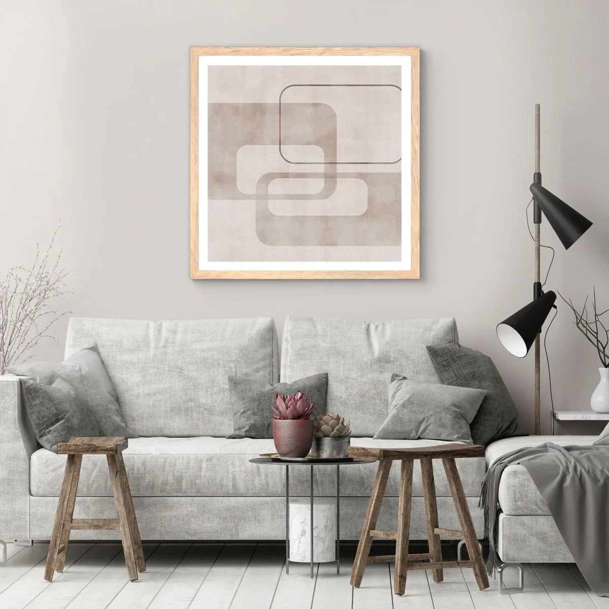 Affisch i ram av ljusek - Geometrisk fug - 40x40 cm