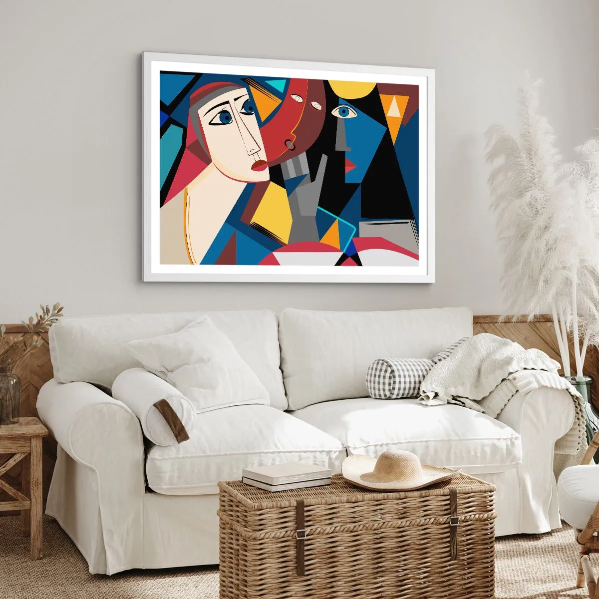 Affisch i vit ram - Kubistiskt samtal - 91x61 cm