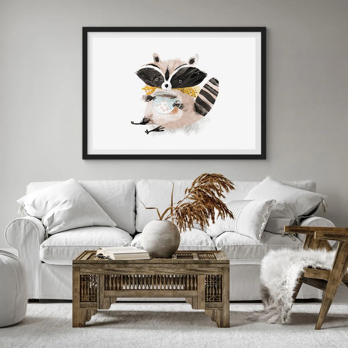 Affisch i svart ram - Min vän tvättbjörn - 100x70 cm