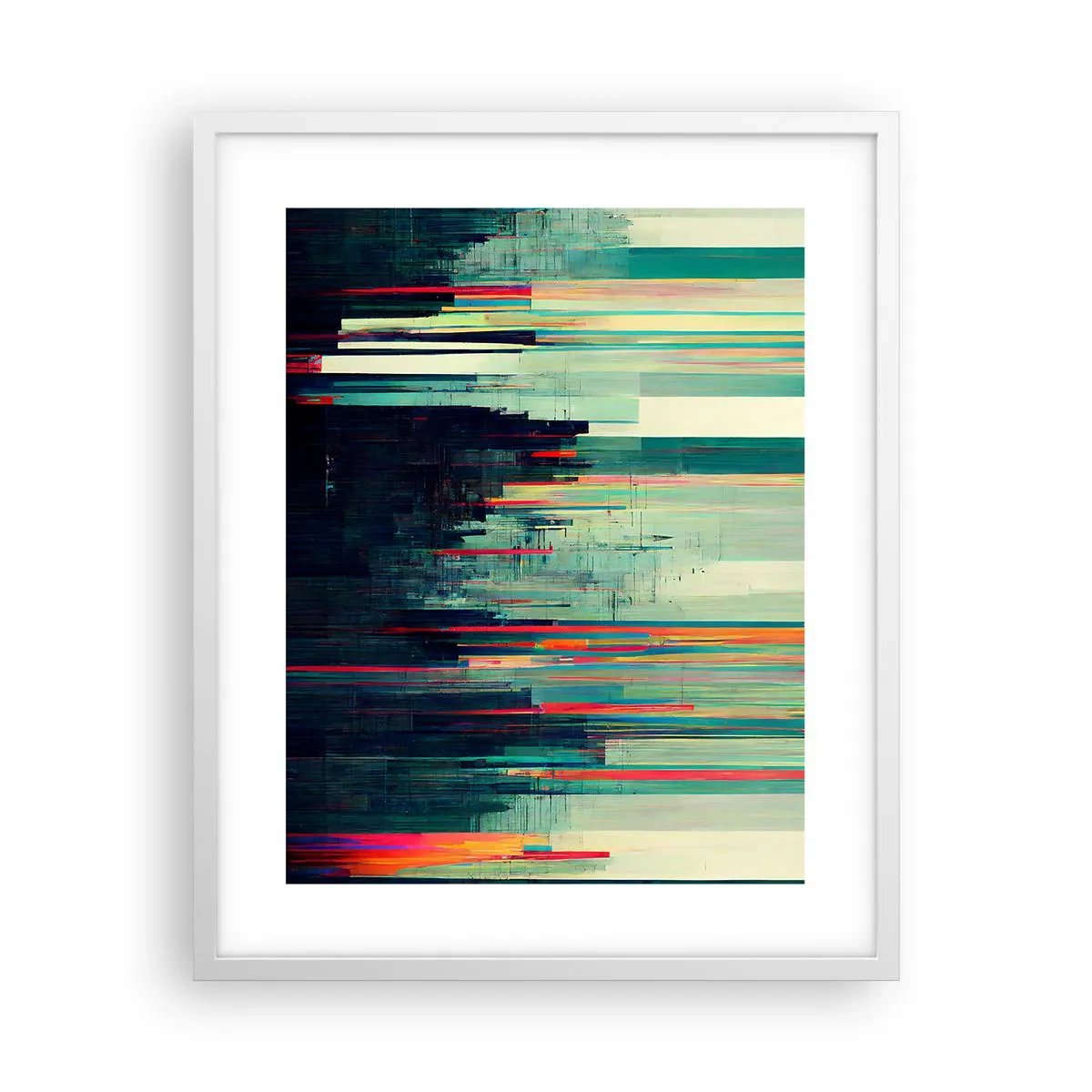 Affisch i vit ram - Futuristisk stad - 40x50 cm