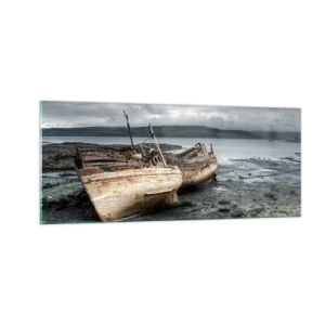 Glastavla - Bild på glas - "Bemött svårigheterna med värdighet" - 100x40 cm