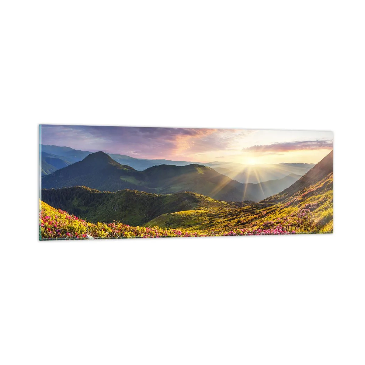 Glastavla - Bild på glas - Fjällmorgonens fräschhet - 90x30 cm