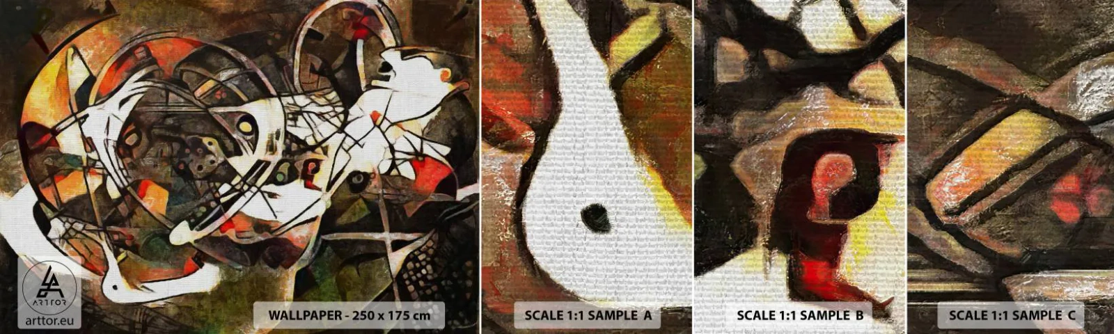 Provbit av självhäftande fototapet Deluxe Sticker - Hör du rörelse? - Abstraktion, Kubism, Bit - 100x30 cm