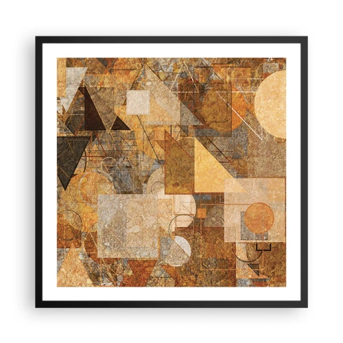 Affisch i svart ram - Kubistisk studie i brun - 60x60 cm