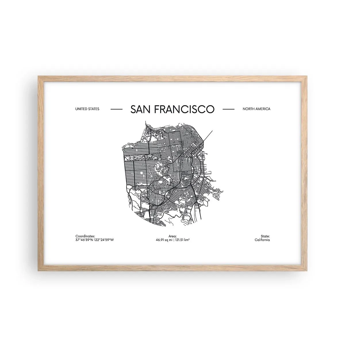 Affisch i ram av ljusek - San Franciscos anatomi - 70x50 cm