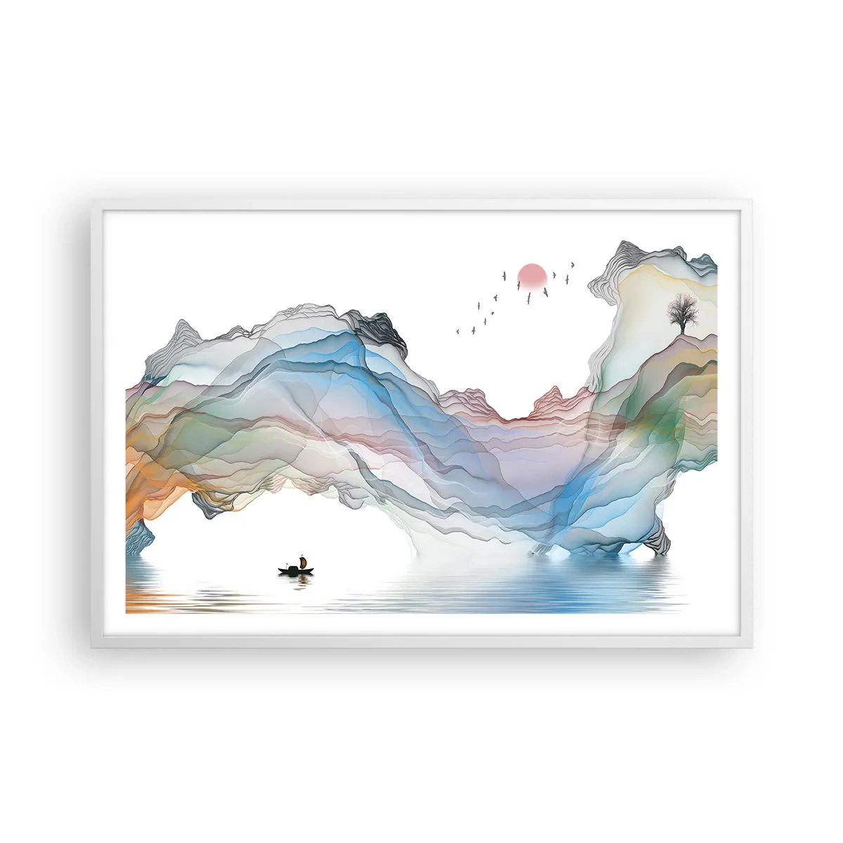 Affisch i vit ram - Mot kristallfjäll - 91x61 cm