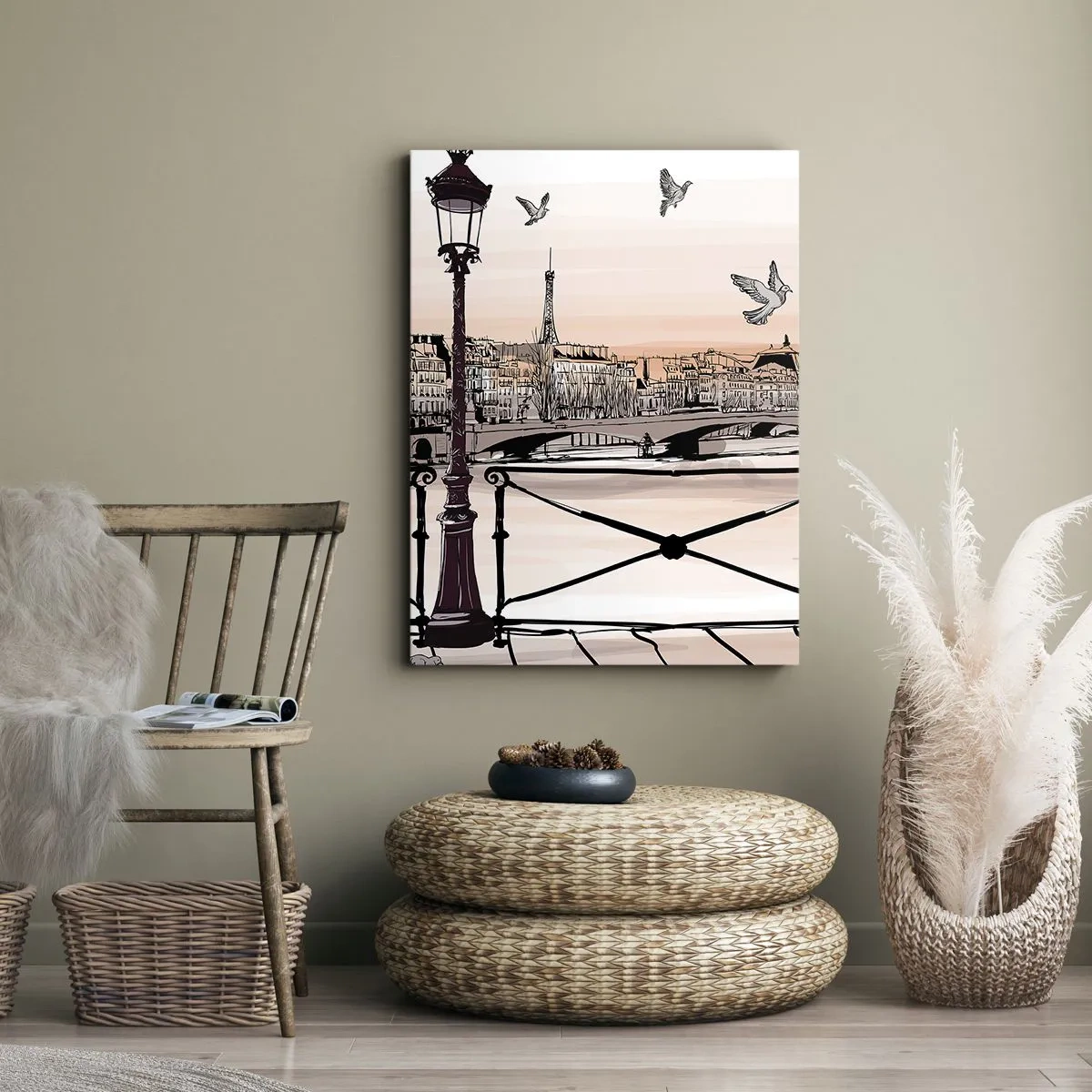 Canvastavla - Bild på duk - Över Paris tak - 50x70 cm