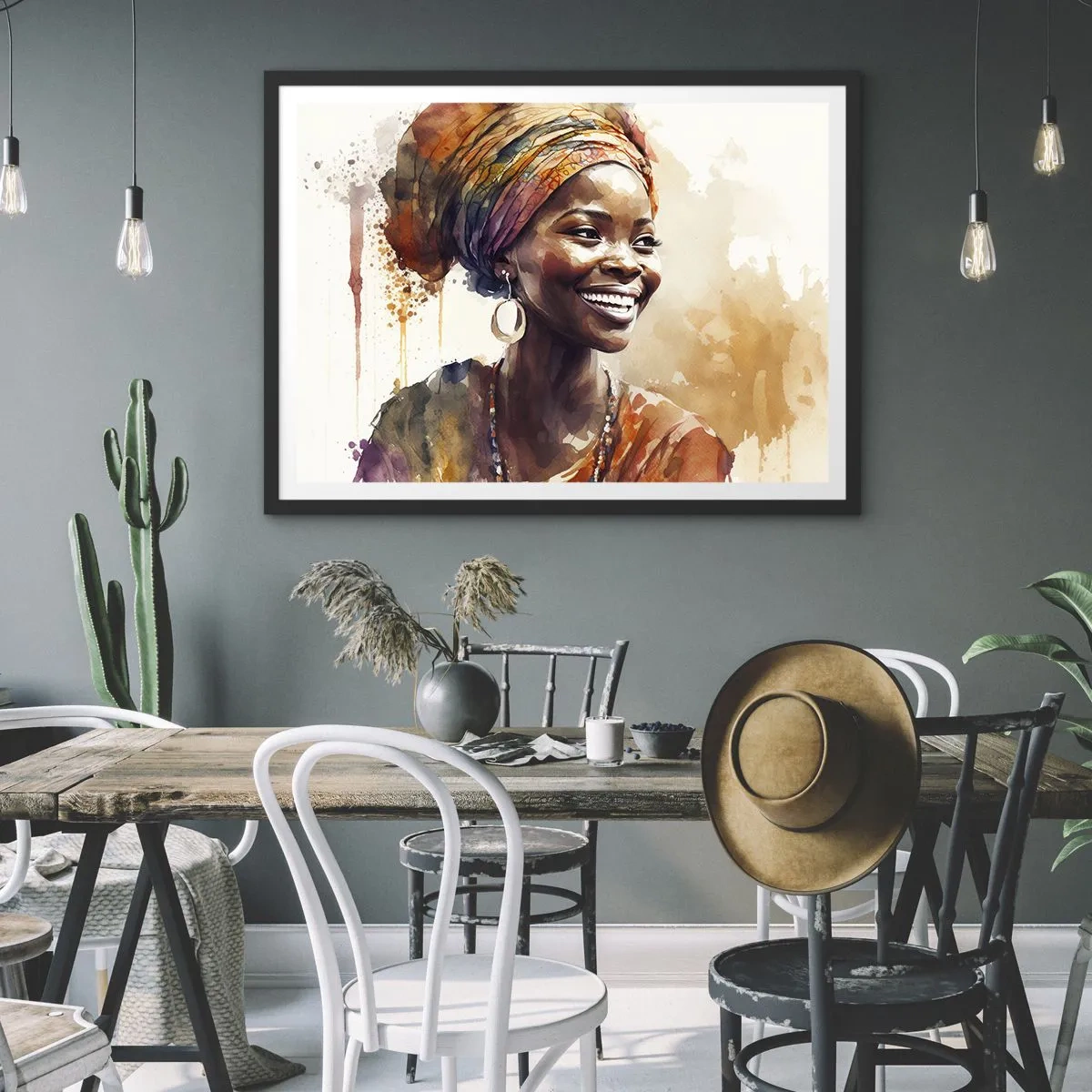 Affisch i svart ram - Afrikansk drottning - 70x50 cm