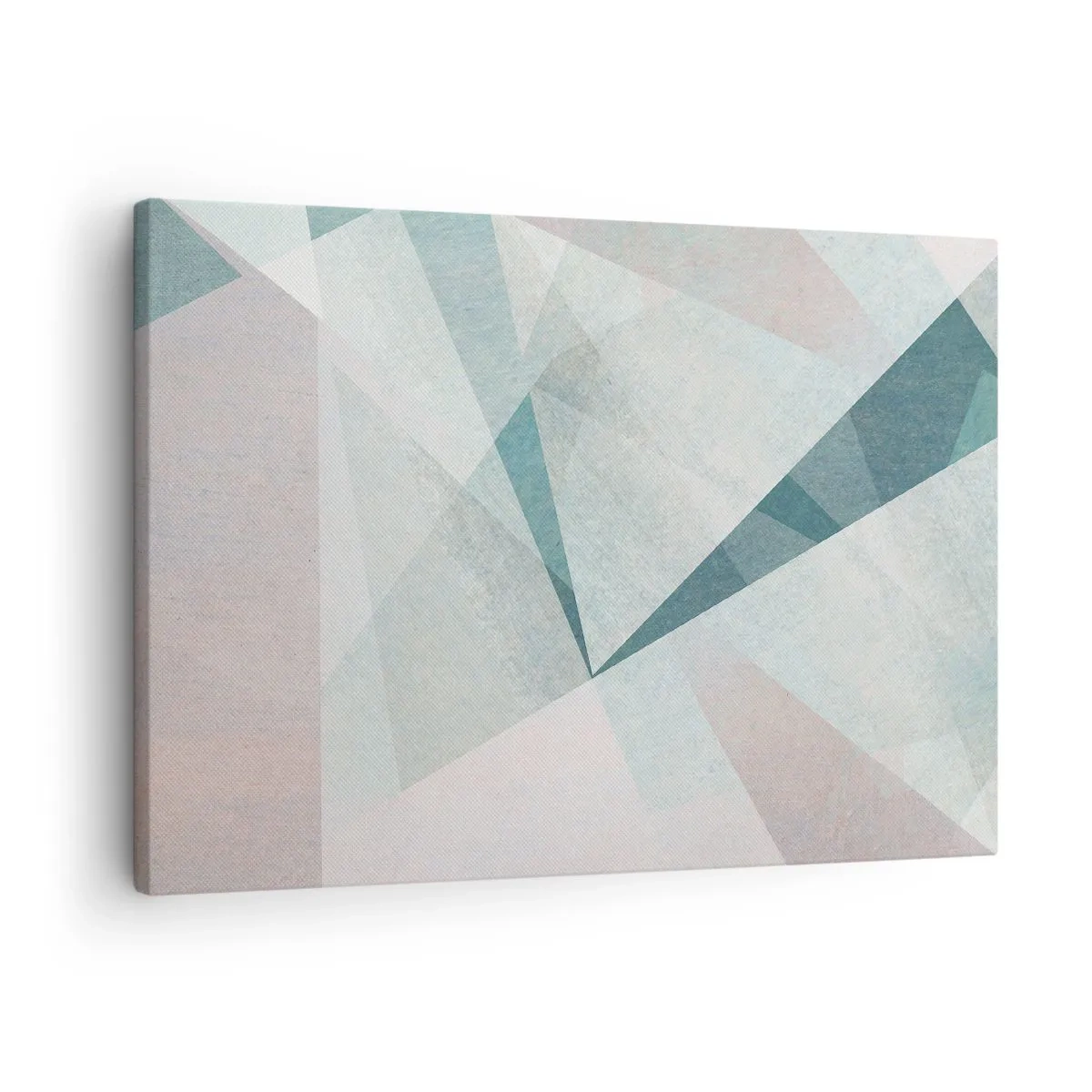 Canvastavla - Bild på duk - Geometriska former i pastellnyanser av blått och grått - 70x50cm - Lugnt trots dynamiskt - Modern väggdekoration för vardagsrum och sovrum ARTTOR