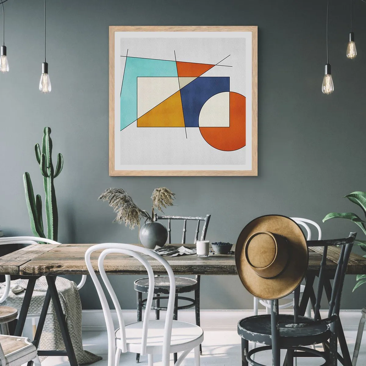 Affisch i ram av ljusek - Abstraktion: modernistiskt nöje - 30x30 cm