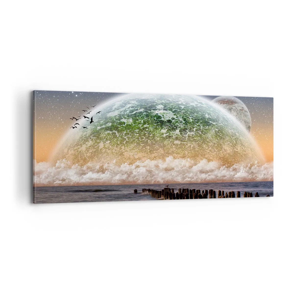Canvastavla - Bild på duk - Och världen uppstod ur vatten - 100x40 cm