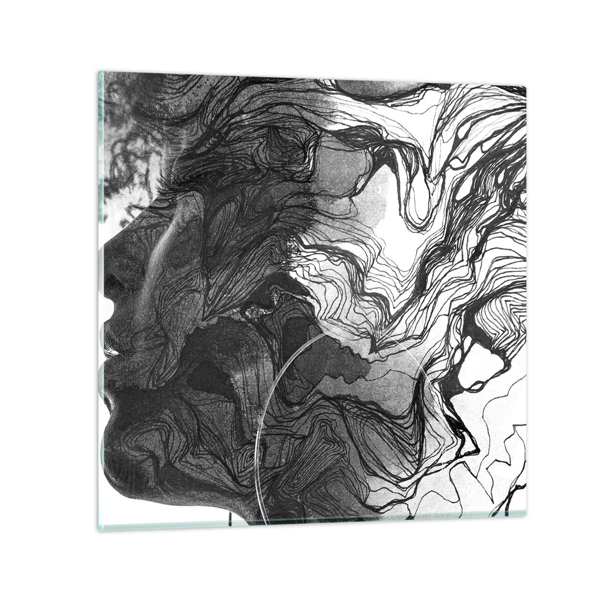 Glastavla - Bild på glas - Tilltrasslad i drömmarna - 60x60 cm