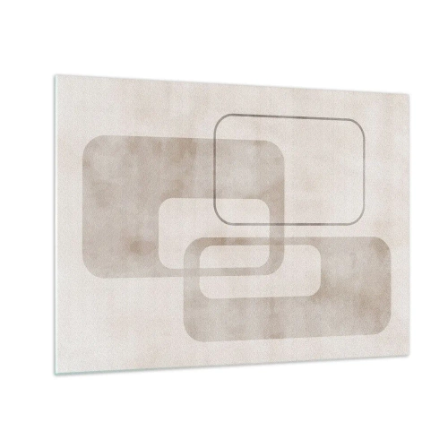 Glastavla - Bild på glas - Minimalistiska beige rektanglar på en ljus bakgrund - 70x50cm - Geometrisk fug - Modern väggdekoration för vardagsrum och sovrum ARTTOR